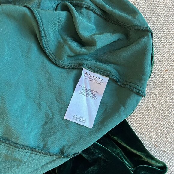 Reformation Elvie Velvet Maxi Dress Gown Sz2 Emerald Green Holiday Cocktail - Picture 7 of 10